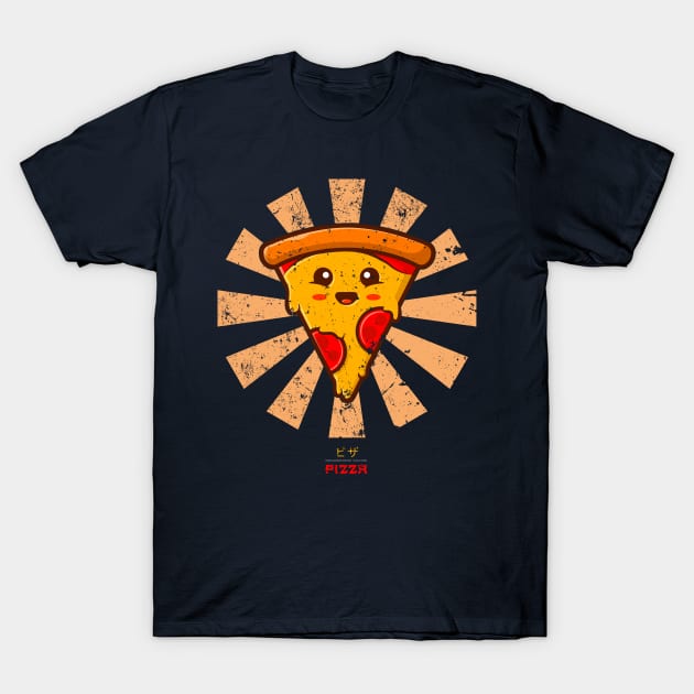 Happy Pizza Retro Japanese T-Shirt by Nova5